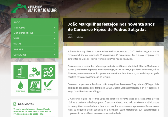 João Marquilhas festejou nos noventa anos do Concurso Hípico de Pedras Salgadas