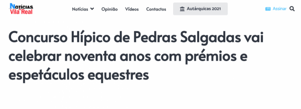 Concurso Hípico de Pedras Salgadas vai celebrar noventa anos com prémios e espetáculos equestres