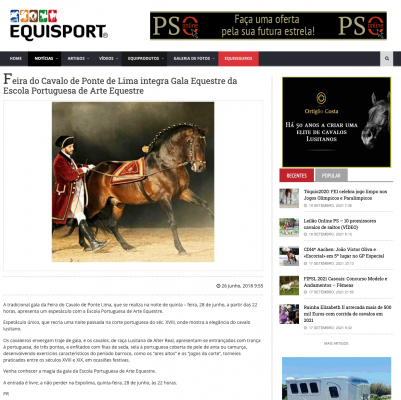 Feira do Cavalo de Ponte de Lima integra Gala Equestre da Escola Portuguesa de Arte Equestre