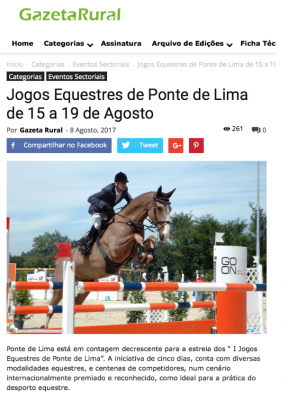 Jogos Equestres de Ponte de Lima de 15 a 19 de Agosto