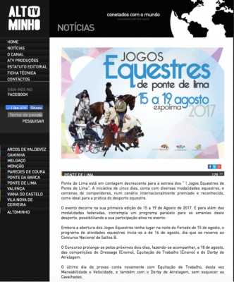 I Jogos Equestres de Ponte de Lima de 15 a 19 de agosto