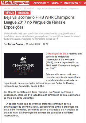Beja vai acolher o FIHB WHR Champions League 2017 no Parque de Feiras e Exposições