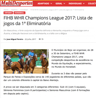 FIHB WHR Champions League 2017: Lista de jogos da 1ª Eliminatória