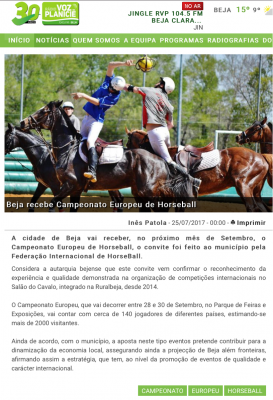 Beja recebe Campeonato Europeu de Horseball