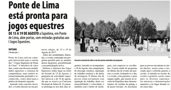 Ponte de Lima está pronta para jogos equestres