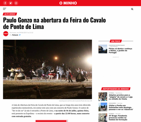 Paulo Gonzo na abertura da Feira do Cavalo de Ponte de Lima