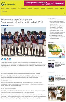 Selecciones españolas para el Campeonato Mundial de Horseball 2016