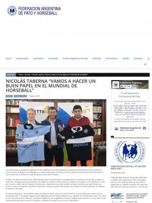  Nicolás Taberna “Vamos a hacer un buen papel en el Mundial de Horseball” NICOLÁS TABERNA “VAMOS A HACER UN BUEN PAPEL EN EL MUNDIAL DE HORSEBALL”