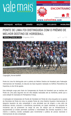 Ponte de Lima foi distinguida com o prémio de Melhor Destino de Horseball