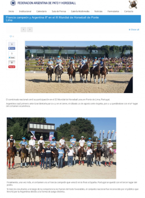 Francia campeón y Argentina 8o en el III Mundial de Horseball de Ponte Lima