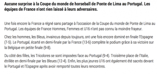 Horseball – Les bleus en or comme toujours