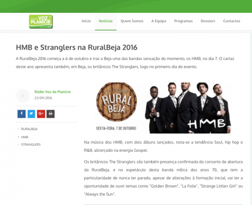 HMB e Stranglers na RuralBeja 2016