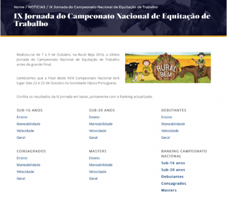 IX Jornada do Campeonato Nacional de Equitação de Trabalho