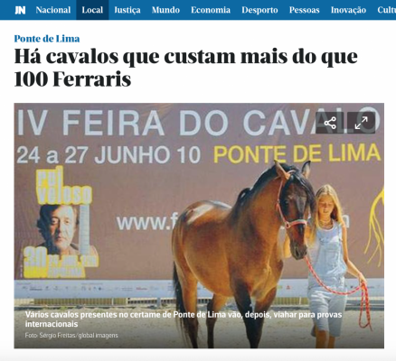 HÁ CAVALOS QUE CUSTAM MAIS DO QUE 100 FERRARIS